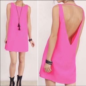 Tobi Open Back Hot Pink Shift Dress